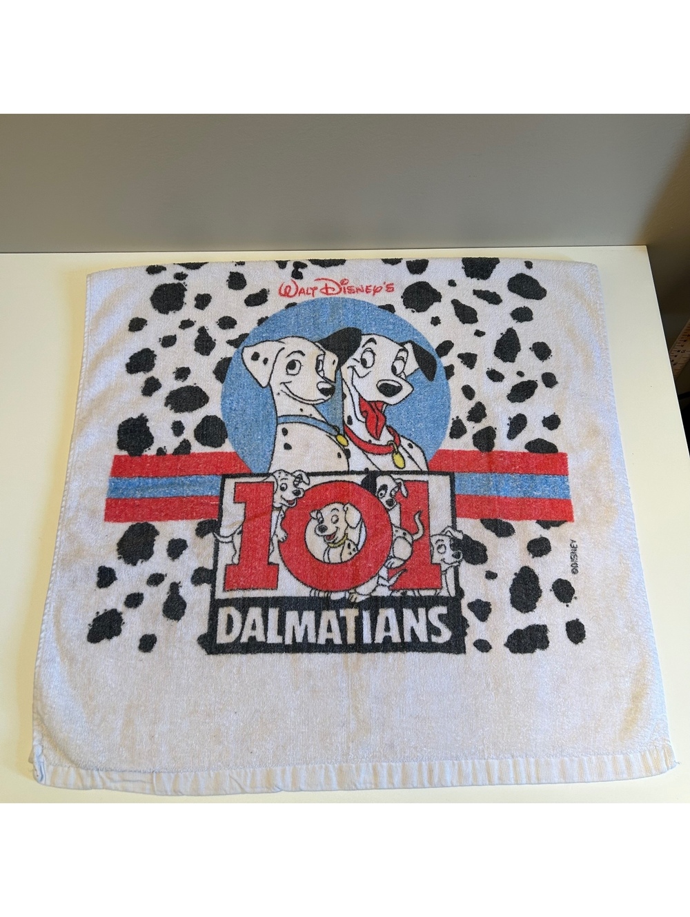 Vintage Walt Disney's 101 Dalmatians Bath Towel Black & White Spots